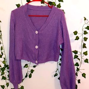 Purple fuzzy amazon sweater, M